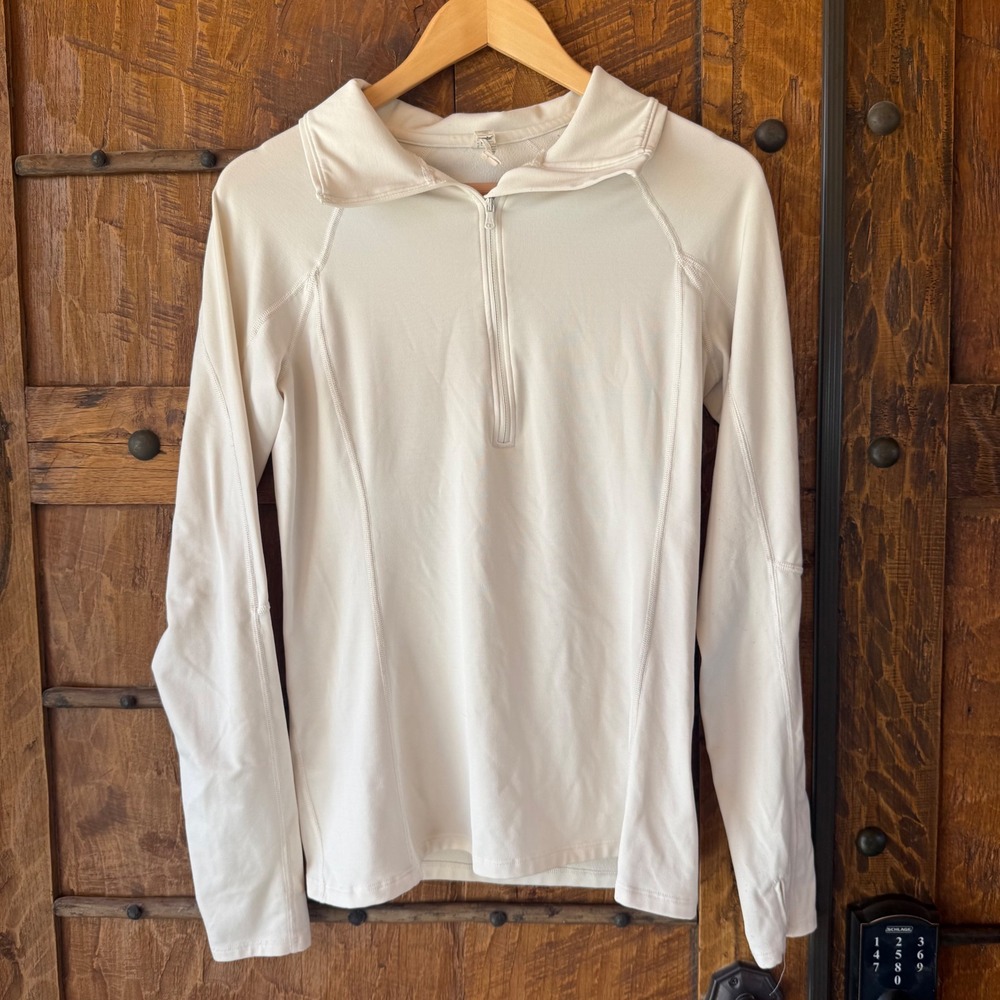 Under Armour Womens ColdGear Quarter Zip Long Sleeve Top White Fitted Medium